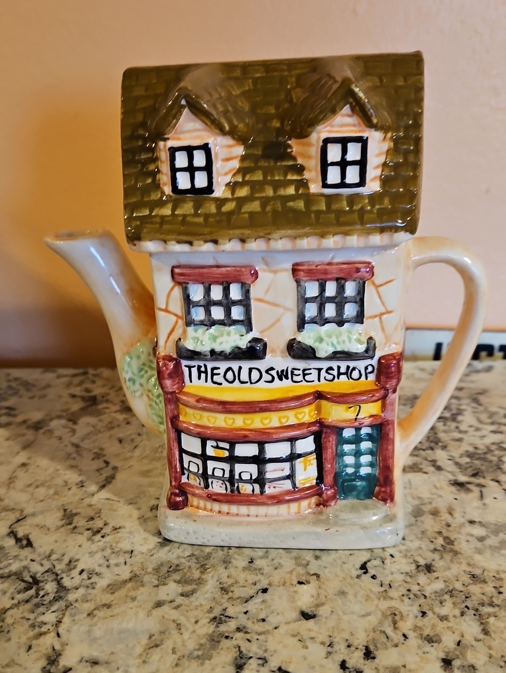 The Old Sweet Shop Ceramic Cottage Teapot - Yellow and Brown